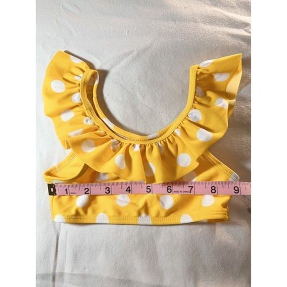NWOT Cat &‎ Jack Girls Top Swimsuit Yellow w/ White Polka Dots Scrunch Size 2T - Picture 4 of 5
